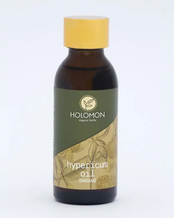 Griechisches Bio-Johanniskrautöl von Holomon mit extra nativem Olivenöl